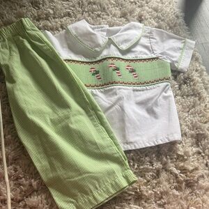 Green and White Holiday Outfit